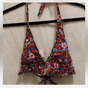Super cute brown floral bikini top.